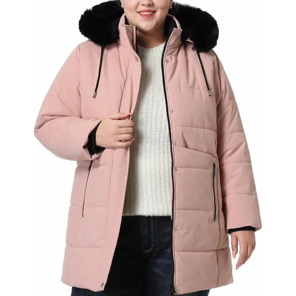 Women's Plus Size Winter Coat Waterproof warm Down Coat Detachable Hooded Parka